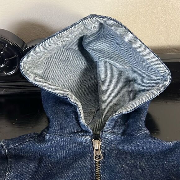 7 For All Mankind Bleach Wash 100% Cotton Hooded Full Zip Up Jacket Kids Size 5 - Picture 4 of 9